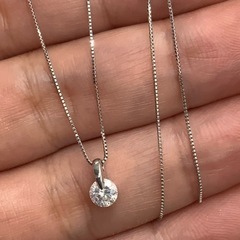 Pt850 pt900 ダイヤ ネックレス 0.402ct 2.1g 1P ダイヤ