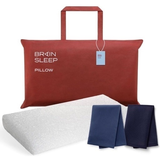 37000円→20000円 新品未開封 チョコプラ長田さんも絶賛 [BRAIN SLEEP] ブレインスリープ ピロー LOW (7グラデーション) ＋ピロー カバー ２枚 (オーガニックスリープ ミッドナイトネイビー ＋ アクティブエア ネイビー)