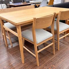 札幌 東区 unico/ウニコ SIGNE/シグネ ダイニング４点セット ナチュラル ベージュ 140×80×73cm 北欧スタイル ベンチ チェア 角が丸い リビング家具 