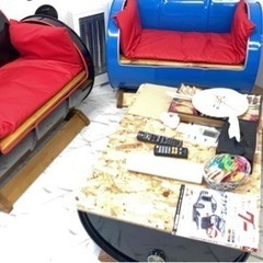 ドラム缶ソファ、テーブルセット