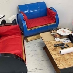 ドラム缶ソファ、テーブルセット