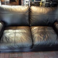 NITORI 2人掛けワイドソファ SステイツBK 本革 ブラック 幅182cm ニトリ 2Pソファ 札幌市東区 新道東店