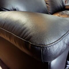 NITORI 2人掛けワイドソファ SステイツBK 本革 ブラック 幅182cm ニトリ 2Pソファ 札幌市東区 新道東店