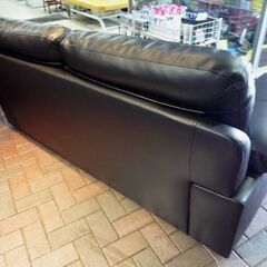 NITORI 2人掛けワイドソファ SステイツBK 本革 ブラック 幅182cm ニトリ 2Pソファ 札幌市東区 新道東店