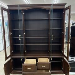 ☆ジモティ割あり☆ 大塚家具 食器棚 ブラウン H188×D46×W144 クリーニング