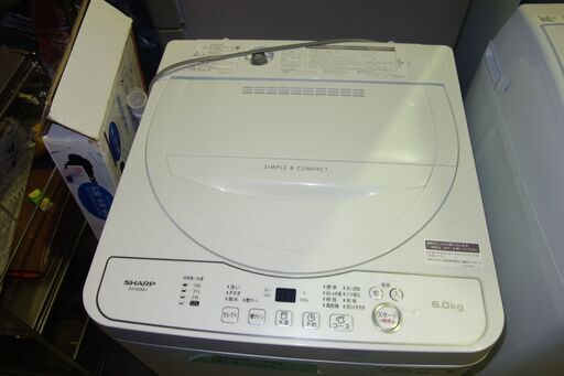 229【2021年製】6.0kg  洗濯機  穴なし槽  シャープ
