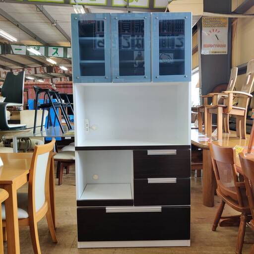【愛品倶楽部柏店】 ユアーズ 3枚扉 キッチンボード 上段モイス付