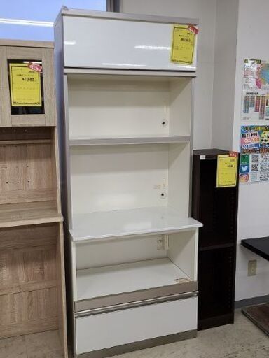 J7152　綾野製作所　キッチンボード　コレットシリーズ　CO-W80FFM　CO-W80GM　ホワイト　クリーニング済　【リユースのサカイ柏店】