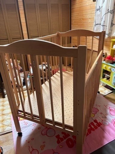 石崎家具 ベビーベッド \nワンタッチハイベッド