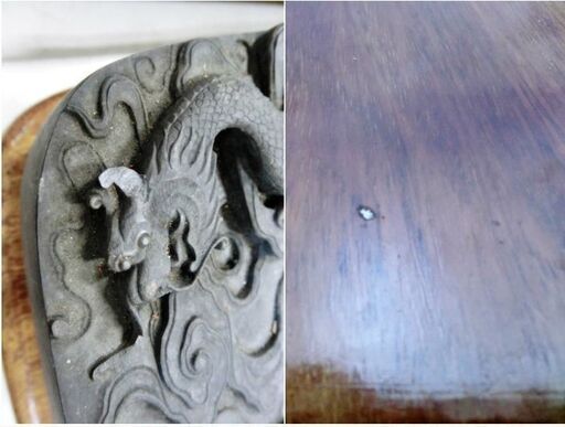 端渓硯 麻子杭 木製ケース付き すずり 習字道具 大型 書道具 骨董品  