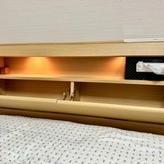 照明付き 収納付き コンセント付き 家具 ベッド シングルベッド