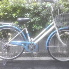 ◇整備済みリサイクル自転車・26ブリヂストン・LEDオートライト・水色