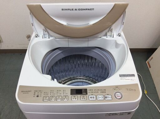 JT9093【SHARP/シャープ 7.0㎏洗濯機】2019年製 ES-KS70U 家電 洗濯