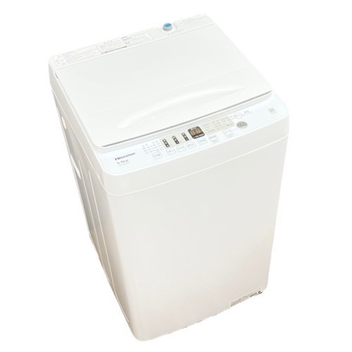 ○美品/2023年製■5.5kg 全自動洗濯機 ハイセンス Hisense HW-55E2W 一人暮らし 単身 立体シャワー水流 スリム 中古品■ジモティ姫路