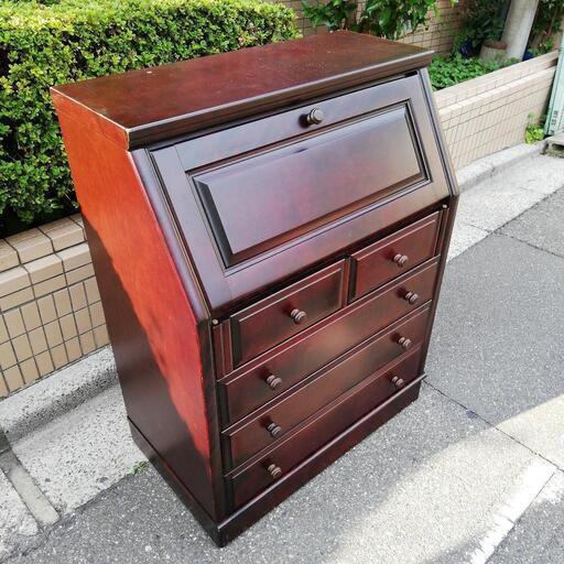 桜の家具 ライティングデスク/引出し収納【F00723】