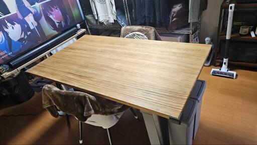 エアリゾーム 天然木 ダイニングテーブル 4人用 140×80 アイアン脚 美品