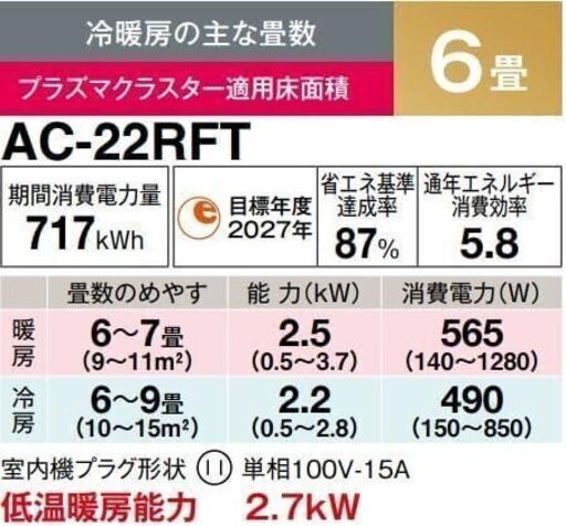 ★新品★格安★SHARP 大人気プラズマクラスター7000　6畳　工事費込み外し廃棄無料　メーカー保証あり　神奈川県千葉埼玉静岡