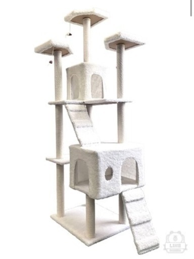 新品未使用未開封品　nico-LS(ニコルス) キャットタワー 猫タワー 大型猫用 スリム 多頭飼い 据え置き型 日本語説明書付き 高さ185cm (日本企業企画) (ホワイト)