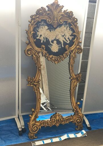 EA290)ミラー・鏡 アンティーク調 エジプト輸入品 幅：約66cm 高さ：約152cm 奥行：約3cm 中古品【取りに来られる方限定】
