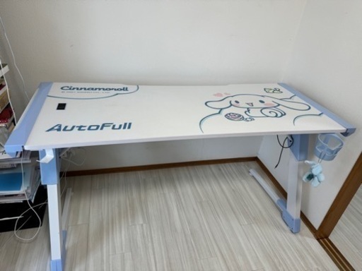 AutoFull A3 Cinnamoroll シナモロール ゲーミングデスク PCデスク ワークデスク ゲーム用デスク テーブル LED Z字脚 可愛い 水色　シナモン　サンリオ　ゲーミング