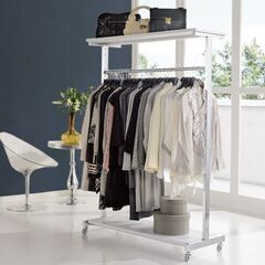 上下棚付き モダン頑丈ハンガーラック シングル 幅120cm x 2個