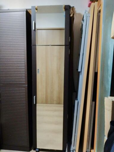 値下げしました！【ほぼ未使用】スリムドレッサー（鏡台・姿見）スツール付き　ダークブラウン