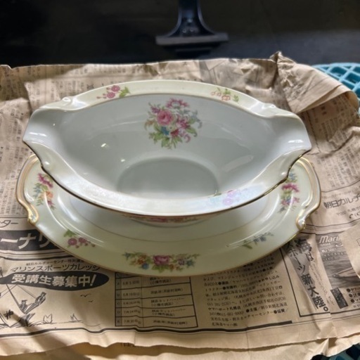 オールドノリタケ　グレービーboat ＆ 敷き皿　1947年　未使用品