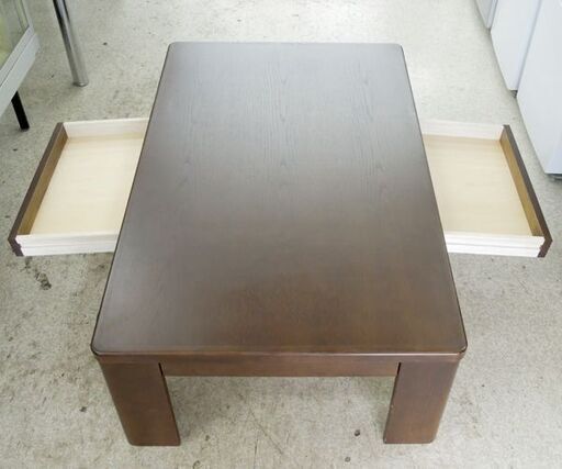 ウサミ木工 座卓テーブル 幅120×奥行75 ローテーブル ダークブラウン 引き出し付き リビングテーブル ☆ 札幌市 北区 屯田 - 座卓、 ローテーブル