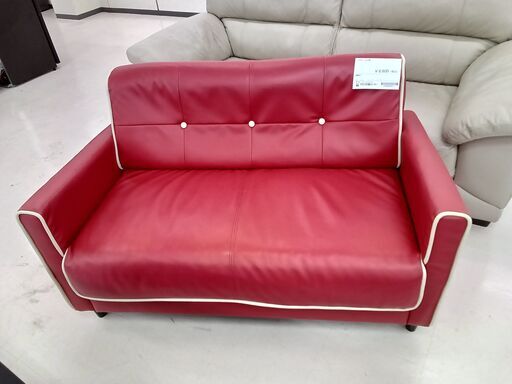 ★ジモティ割あり★  2人掛けソファー レッド W121×D69×H73 クリーニング済み TC3655