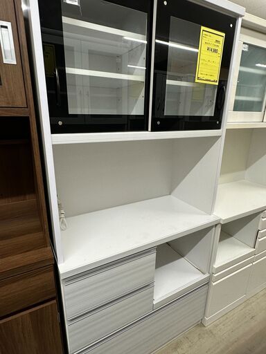 ジモティ来店特価!!　食器棚　ブラック×ホワイト　　J-0724