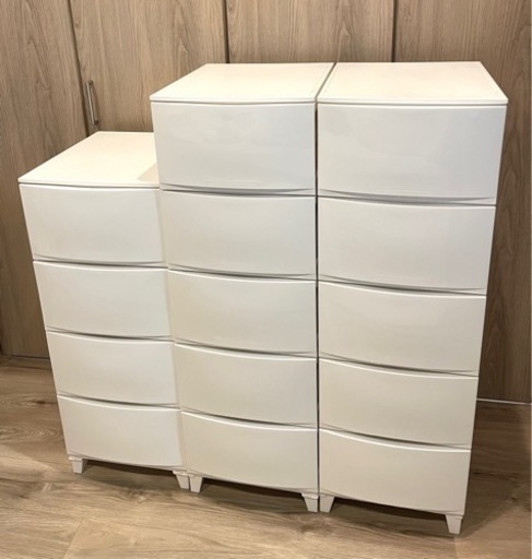 5段収納 x2 4段収納 セット チェスト引き出し 白 家具 収納家具 タンス、衣類収納 家具 収納家具 タンス、衣類収納