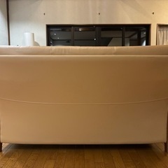 カリモク  WW41モデル 本革張 長椅子　家具 ソファ 3人掛けソファ