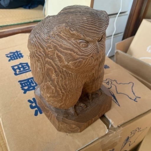フクロウ彫刻 ふくろう 梟 置物 4体セット 木製フクロウ彫刻 4体セット