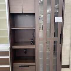 ☆ジモティ割あり☆ 食器棚 茶 H200×D45×W120 クリーニング済み TJ7172
