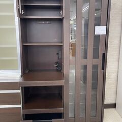 ☆ジモティ割あり☆ 食器棚 茶 H200×D45×W120 クリーニング済み TJ7172