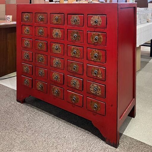 岐阜店限定くすり箪笥 3尺5寸 三十抽出 レトロ家具 古木 展示品現状販売（キズ）