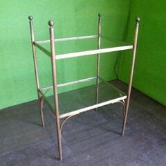 【発送もOK】アンティークゴールドのガラス２段ディスプレイラック■陳列棚■L-559 発送もOK】アンティークゴールドのガラス2段ディスプレイラック□陳列