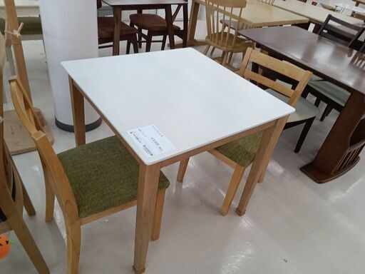 ★ジモティ割あり★  ダイニングセット ホワイト×ベージュ W70.5×D70.5×H71.5 クリーニング済み TC3664