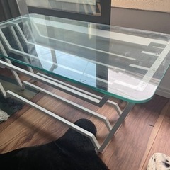 unico テーブル ガラス天板 ローテーブル サイドテーブル 白 マガジン