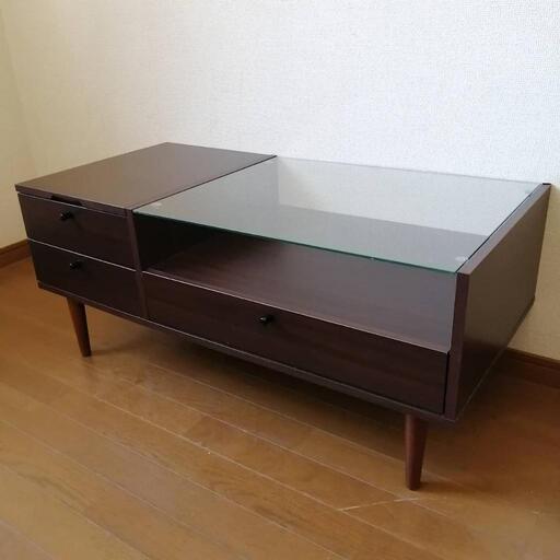 【ローテーブル】家具 ガラステーブル 小物入れ メイク