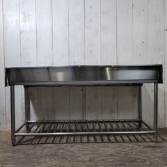 9/3 終 jy)業務用 ステンレス 作業台 棚 厨房 幅1500×奥行600×高さ800mm 24g菊倉NS
