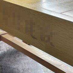 無垢材のテーブルと長椅子2脚セット □A-3037