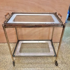 《商談中》【池上店】ヴィンテージワゴン ビンテージワゴン　ヴィンテージ ワゴン ガラストレー キッチンワゴン キャスター　ビンテージ　配膳 　