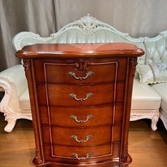 アンティーク チェスト 五段五つ引き 飾り棚 洋タンス 姫系 木製 収納
