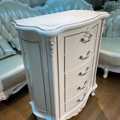 アンティーク チェスト 五段五つ引き 飾り棚 洋タンス 姫系 木製 収納