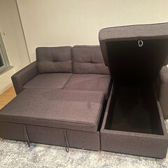 ３人掛けソファ　収納付き、ソファベッドタイプ