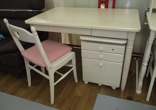 R406 高級 KARIMOKU カリモク ハート♡マック 学習机3点セット Used・キレイ