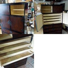 ②三丸家具工芸 大川家具 着物箪笥 金具箪笥 タンス 引き戸付き タンス 和装・着物収納 インテリア 民芸家具 鍵欠品 札幌市 新道東店 ②三丸家具工芸 大川家具 着物箪笥 金具箪笥 タンス 引き戸付き