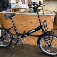 タイヤ新品！】6段変速 20インチ折りたたみ自転車 ブラック