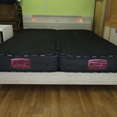R423 日本製 Granz クイーンベッド、二枚マットレスタイプ、幅160cm Used・美品